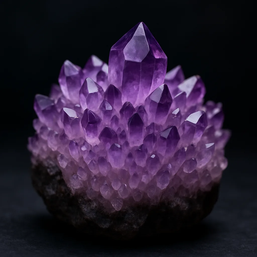 アメジスト（紫水晶）の標本図（AI生成・通常光）