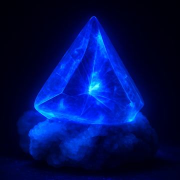 ベニトアイト（ベニト石）の標本図（AI生成・紫外線）