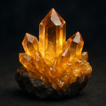 黄水晶（シトリン）の標本図（AI生成・通常光）