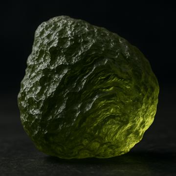 モルダバイトの標本図（AI生成・通常光）
