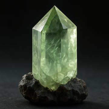 プラシオライト（緑水晶）の標本図（AI生成・通常光）