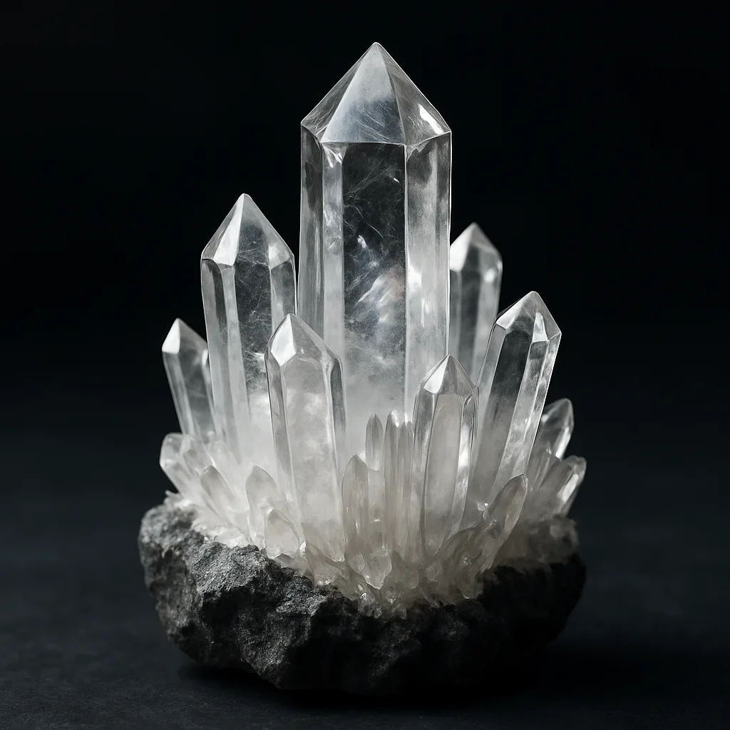 水晶（クォーツ）の標本図（AI生成・通常光）